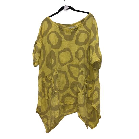 kaktus Top Yellow Lagenlook Boho, Kaktus Made In Italy Dress, XL, Yellow Brown - Picture 2 of 4